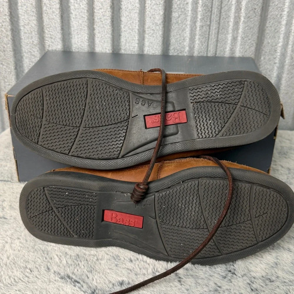 Bass Harry II Boat Shoes Mens 9.5 M Brown Leather Lace Up Moccasins